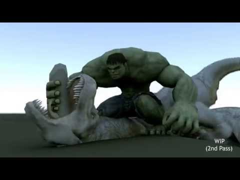 Hulk vs T-rex - Creature Seq WIP HD