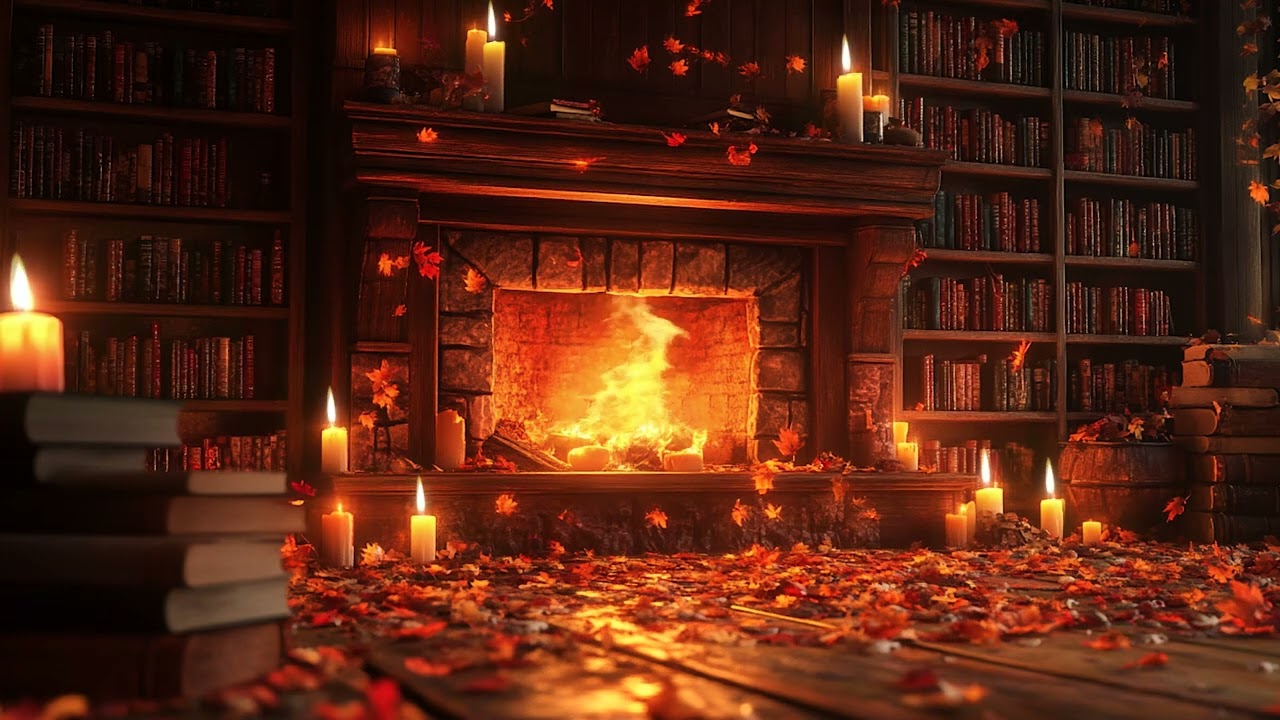 2 Hour Audio | Warm Relaxing Fireplace, Meditative, Sleep Sounds Autumn, Fireplace Cozy 🔥🍂