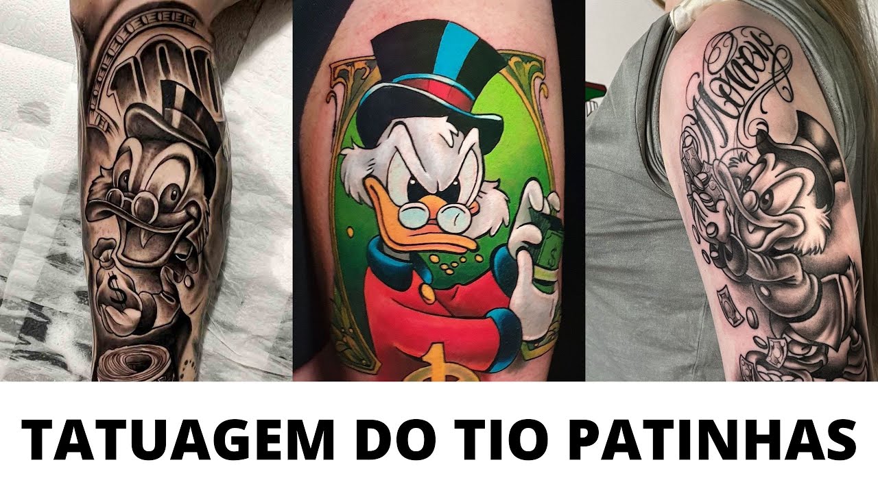 TATUAGEM DO TIO PATINHAS: Confira mais de 45 inspirações de tatuagens de Tio Patinhas.