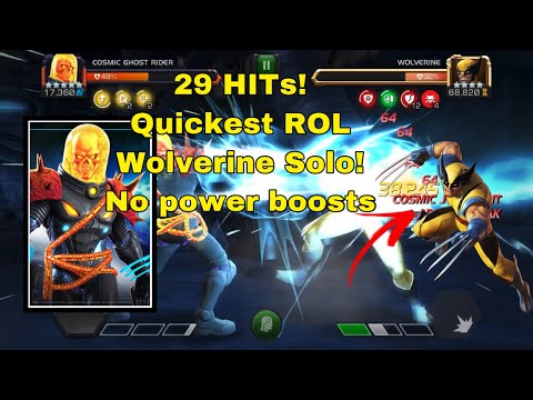 Fastest ROL wolverine Solo without Power Boosts rank 5 Cosmic Ghost Rider - MCOC