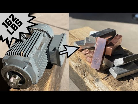 162LB Monster Motor Melt Down - Trash To Treasure - ASMR Metal Melting  - BigStackD Casting