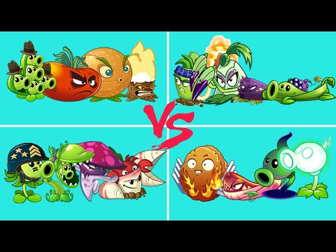 04 Team Plant Max Level Vs 05 Round Team Zombie - Which Team Plant Strongest? - PvZ 2 Team 04 Plant