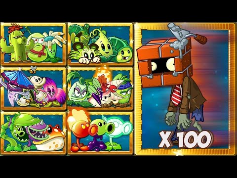 PvZ 2 Random Team Plants vs 100 Brickhead Zombie - Which Team Plant 's Strongest?