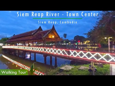 Caminhada noturna pelo rio Siem Reap (centro da cidade)