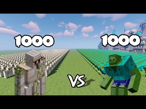 1000 Iron Golems Vs 1000 Mutant Zombies | Minecraft |