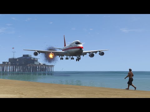Boeing 787 Engine Exploded After Repair - Emergency Landing on the Beach | GTA 5