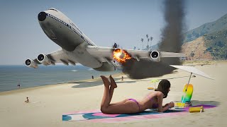 Boeing 787 Engine Exploded After Repair - Emergency Landing on the Beach | GTA 5