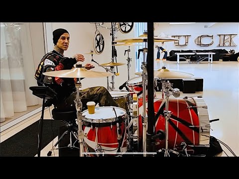 Travis Barker’s Van Halen Striped Drum Kit