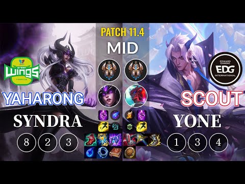 JAG Yaharong Syndra vs EDG Scout Yone Mid - KR Patch 11.4