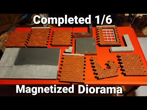 1/6 brick wall diorama fully magnetized with seamless corners