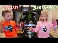 Escape the Witch Babysitter! Turbo Bot Team-up with Ninja Kidz Twins!