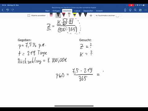 Berechnung von Kapital und Zinsen aus dem vermehrten Kapital