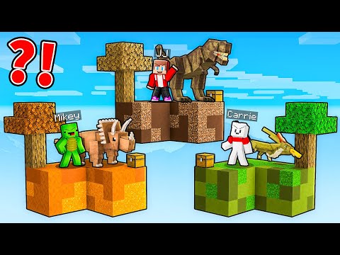 JJ vs Mikey vs Carrie: DINOSAURS SKYBLOCK BATTLE in Minecraft - Maizen