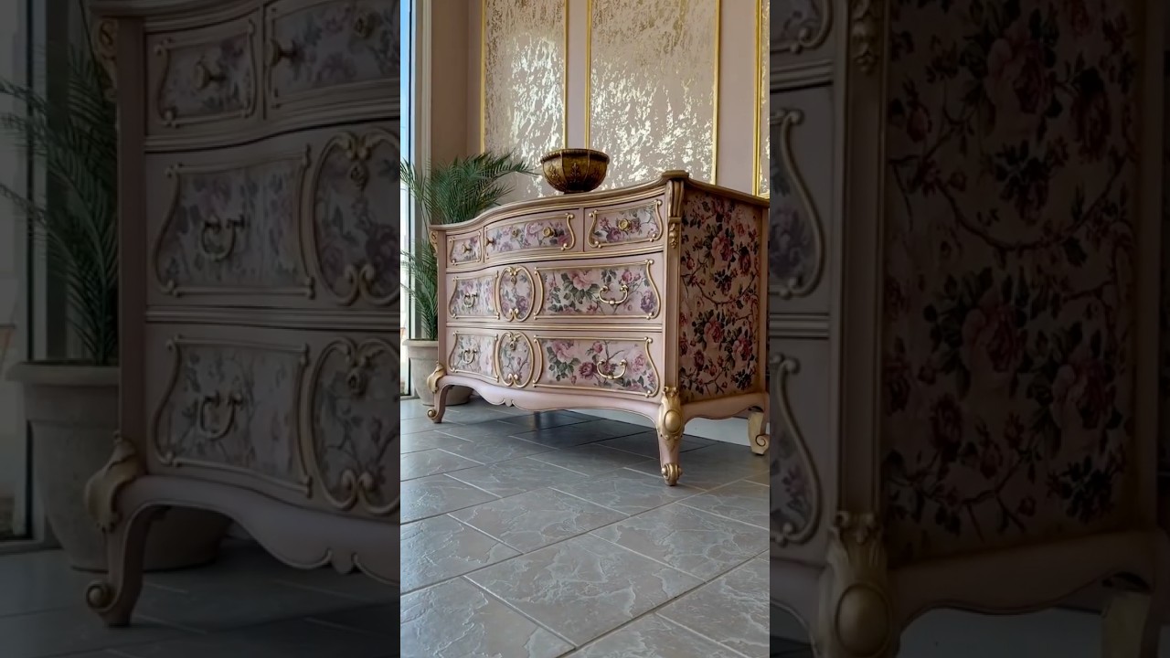 Romantic Furniture Makeover- Kacha Transforms This Dresser With NEW Decoupage Paper By Redesign!