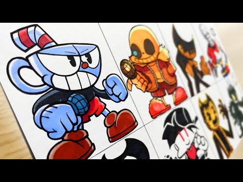 Drawing FRIDAY NIGHT FUNKIN'- NEW Indie Cross V1 Full Week / Cuphead & Sans & Bendy