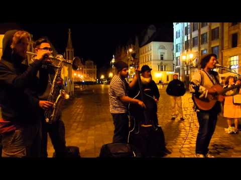 BuskerBus 2014, Wrocław: Vincent van Hessen, Kuba, Taras, Mikołaj  [street music]