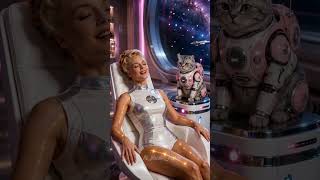 Recharging my glowing retro skin in a deep space port! 🌌✨ This 1950s technology is pure perfection.