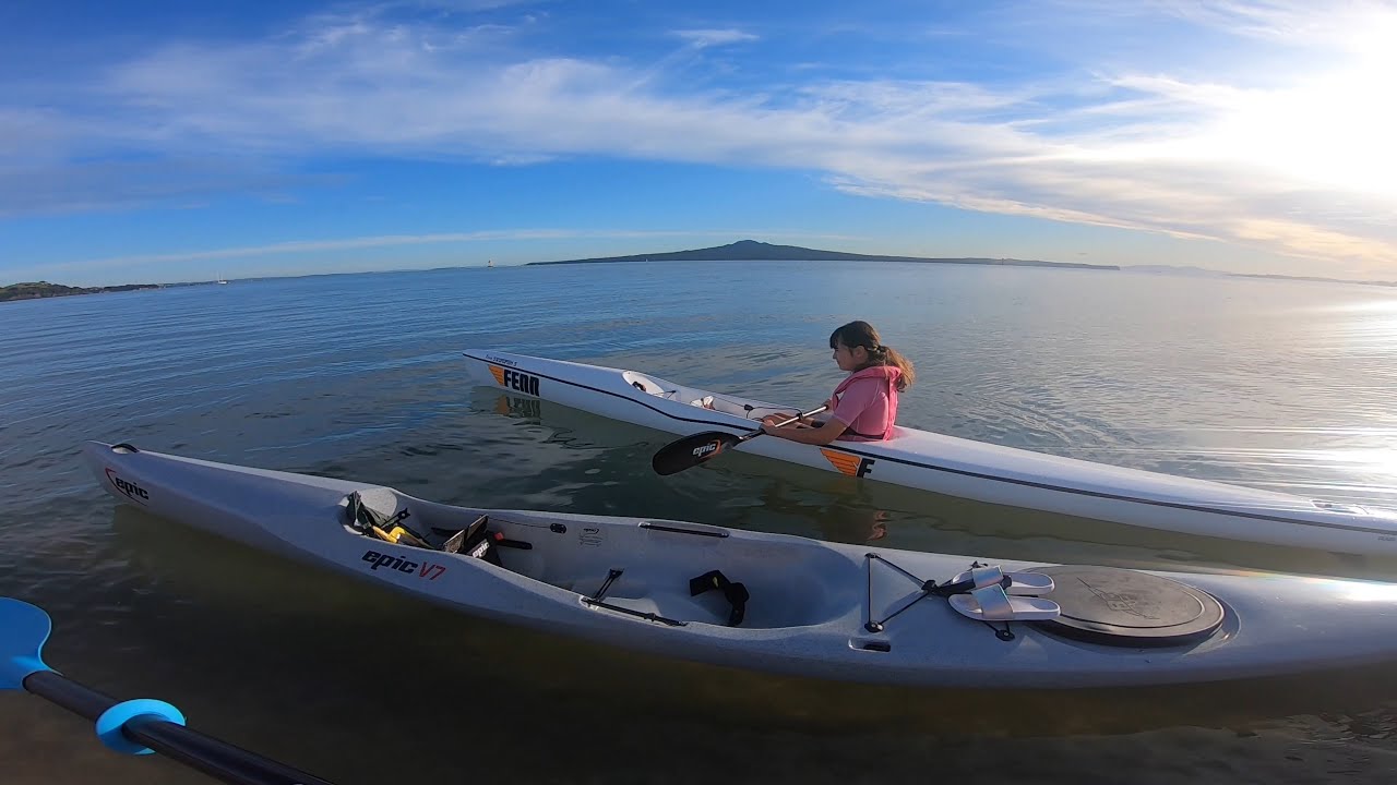 My 12 year old daughter paddling the Fenn Swordfish S surfski.