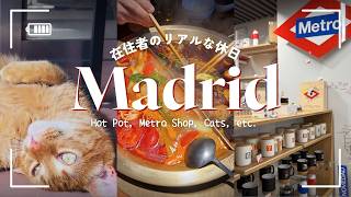 マドリード休日Vlog ｜メトログッズ、お土産、火鍋、湖を散歩、猫