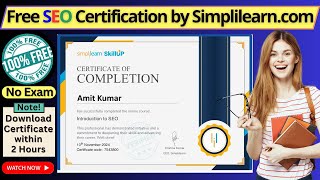 100% Free & Online SEO Certification by Simplilearn - Earn SEO Diploma