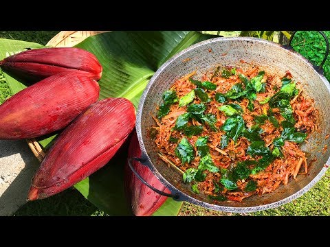 Cooking Banana Flower Blossom Recipe by My Mom ❤ Village Life