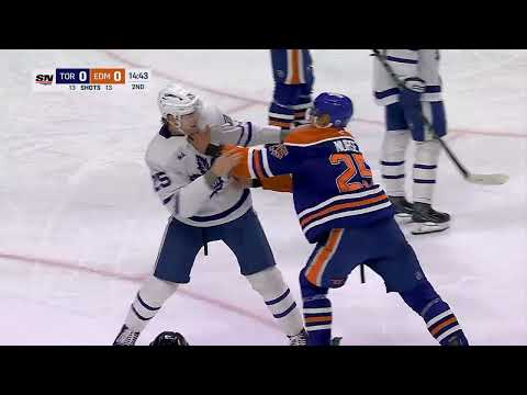 Carlo and Nurse fight after McDavid gets clipped (w/Joe Bowen)