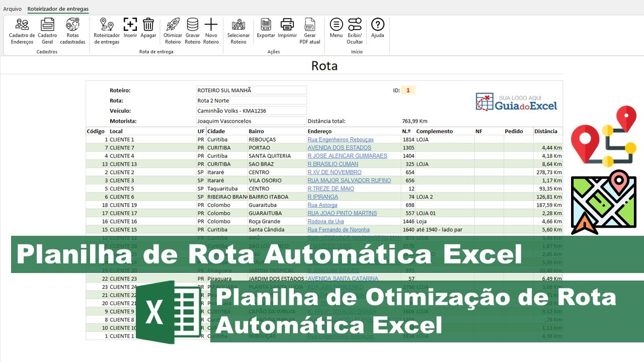 Planilha de Rota Automática Excel