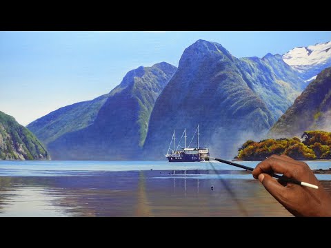 How to Paint Beautiful Morning Mountain Side Landscape | Time-lapse #157