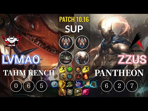 JDG LvMao Tahm Kench vs ASP Zzus Pantheon Sup - KR Patch 10.16