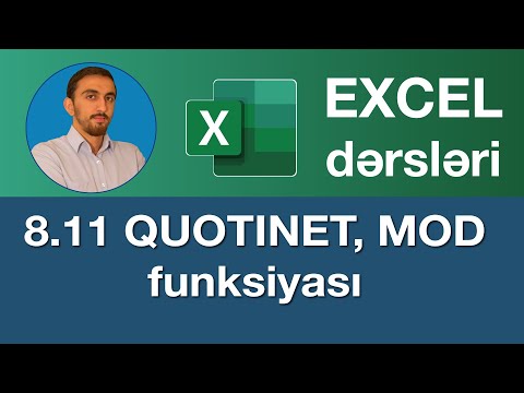 Excel dərsləri - 8.11 Exceldə MOD (qalığın tapılması) funksiyası , Excel QUOTIENT funksiyası