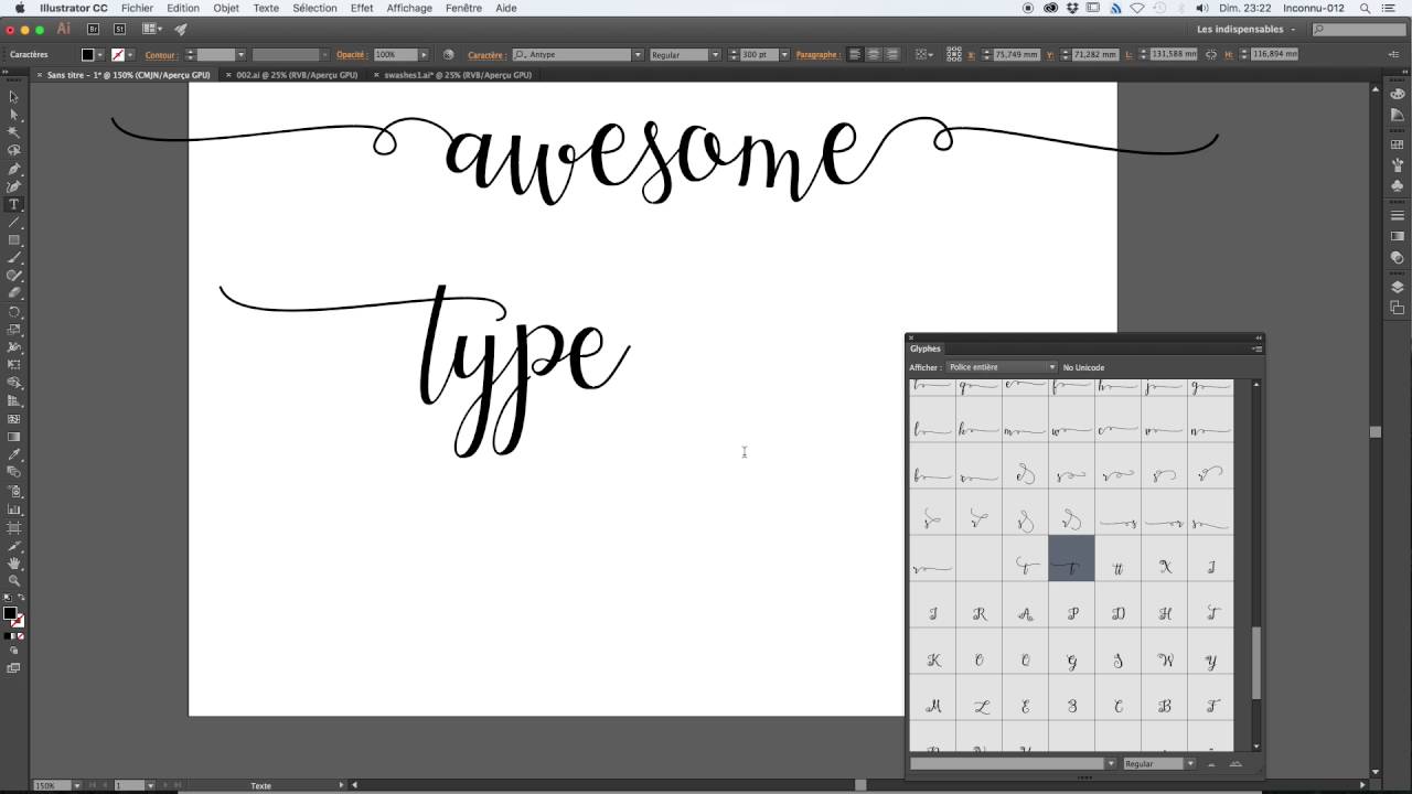 Antype script font swashes