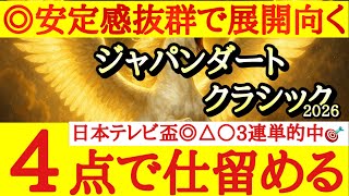 【ジャパンダートクラシック2026】最終予想！！◎は実績上位で展開ハマりそうなあの馬に注目だ！