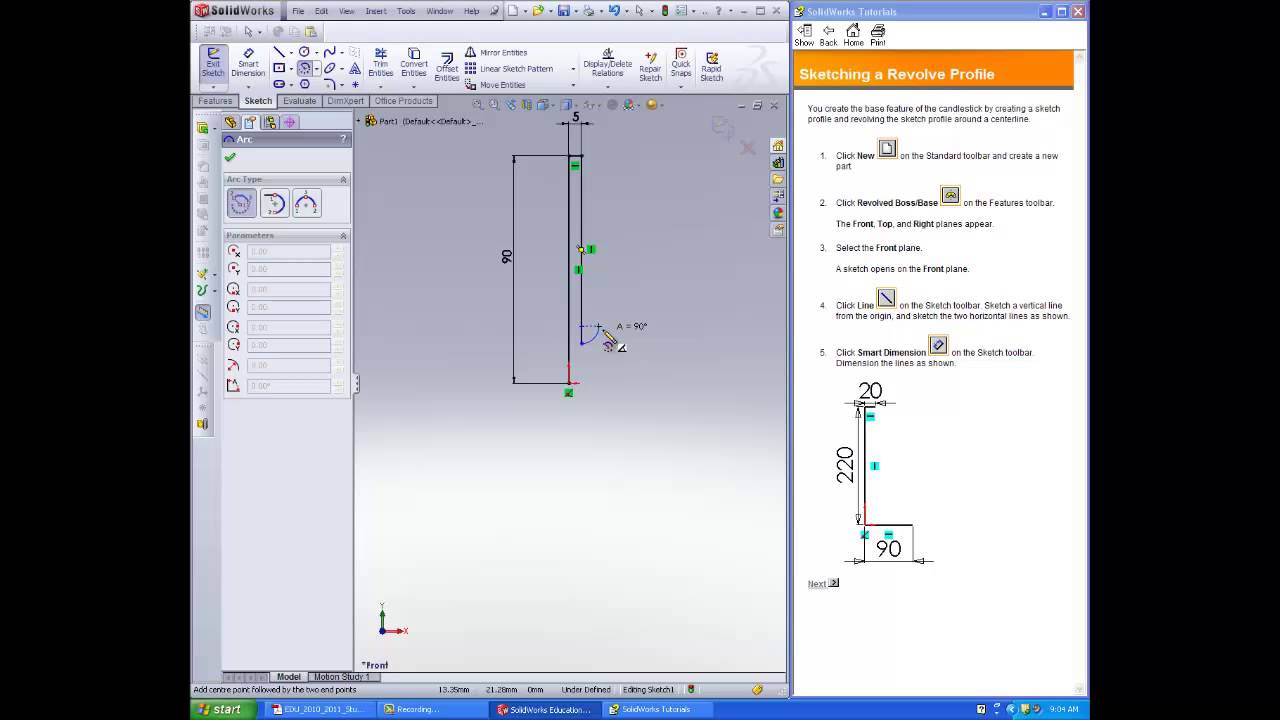 SolidWorks Student Lesson 9d: Revolve and Sweep Features .