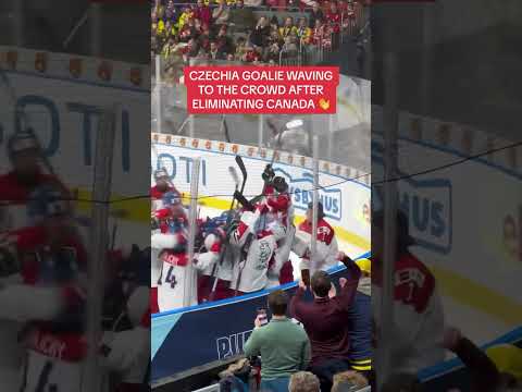 CZECHIA’S GOALIE WAVES TO CROWD AFTER ELIMINATING CANADA 👋☠️