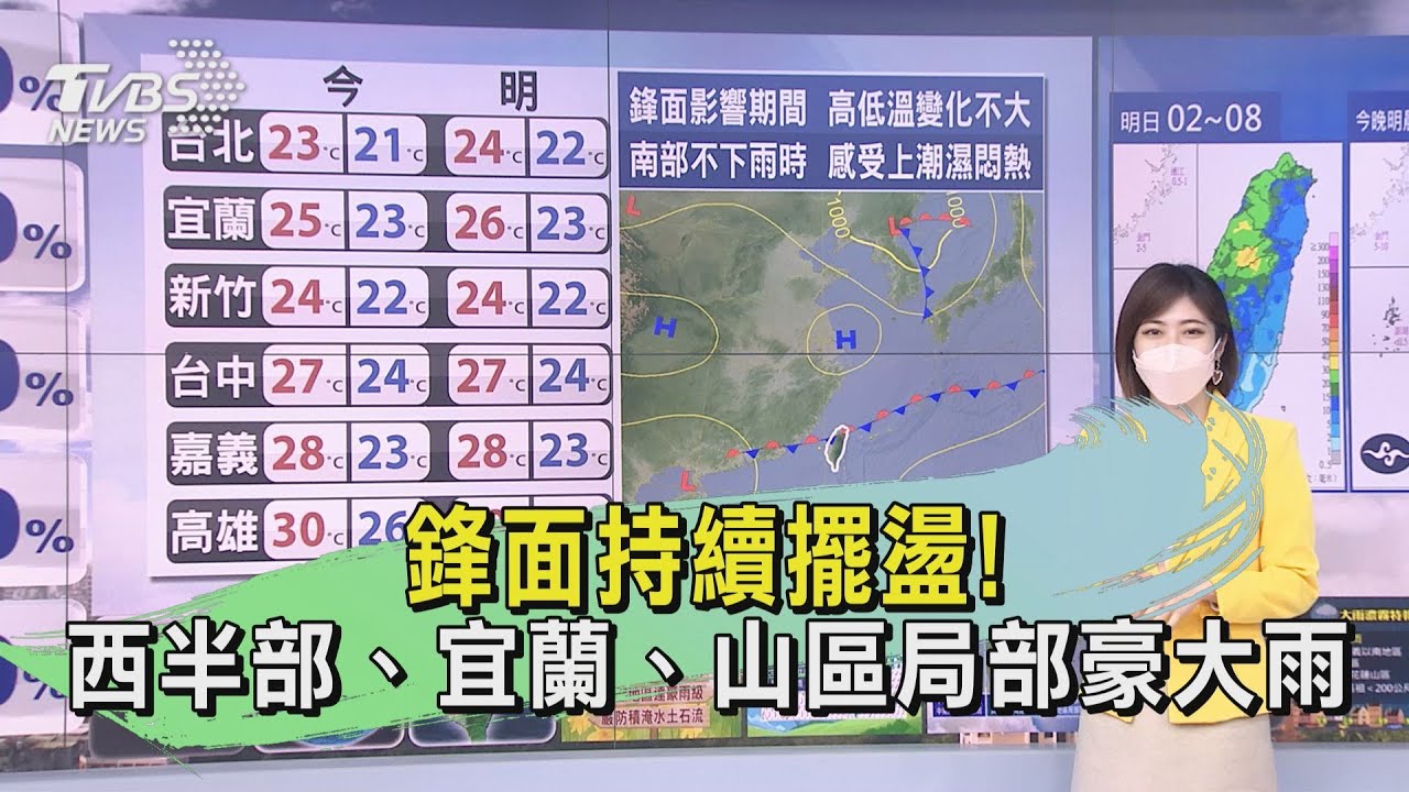 鋒面持續擺盪！西半部、宜蘭、山區局部豪大雨