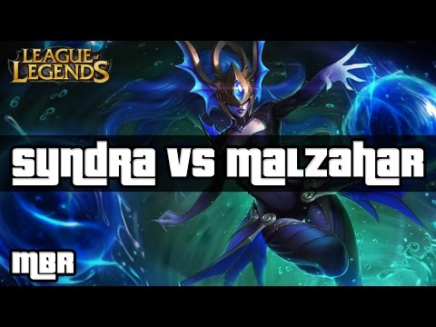 Atlantean Syndra Vs Malzahar Mid Lane - Season 4 League of Legends Gameplay - HD