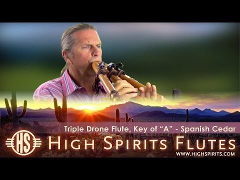 Triple Drone Flute, Key of "A" - Spanish Cedar