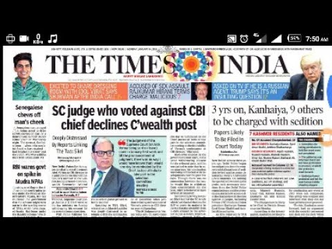 #ENGLISHLANGUAGE ¦¦TODAY NEWS PAPER IN English (languages) 14 JANUARY 2019 ¦¦ Times Of India