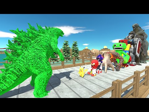 Godzilla Green vs Lava Boy PYRAMID DEATH RUN - Animal Revolt Battle Simulator