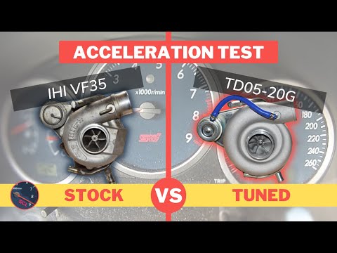 Stock IHI VF35 Turbo vs Aftermarket TD05-20G - Speedo Time Comparison with Datalogs :: Subaru STi