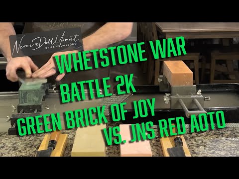 Whetstone war - Japanese natural stones synthetic stone Red Aoto vs. Naniwa Green Brick of Joy!