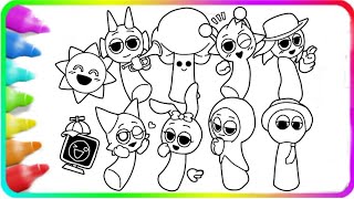 SPRUNKI COLORING PAGE🎨| SPRUNKI CUTE EDITION🥰 #SPRUNKI #incredibox #sprüche #coloring #drawing 