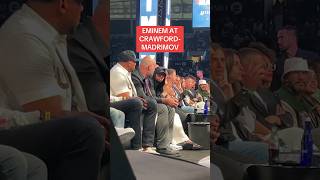 Eminem reacting to his verse on “Dead Wrong” at Crawford Vs. Madrimov fight