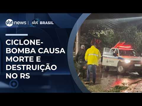 Com ventos de 130 km/h, Ciclone-bomba causa morte e danos em 114 municípios do RS | #SBTBrasil