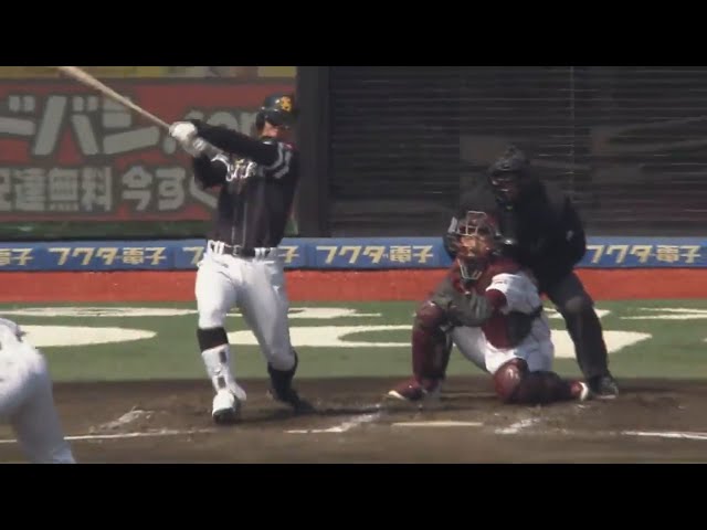 【2回表】ホークス・長谷川勇のタイムリー3ベースヒットで幸先よく先制!! 2017/4/5 E-H