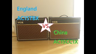 Video thumbnail for VOX AC15TBX vs AC15CC1X (Made in China vs England) 試奏レビュー。AC15TB AC15CC1。重さサイズ等も by music diy_direct
