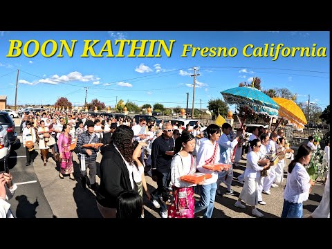 Boon Kathin Celebration at Lao Temple in Fresno, Laos Holiday. Street Food vendors selling Lao food