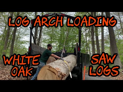 #103 Loading White Oak Saw Logs with Dump Trailer & Log Arch for the Sawmill