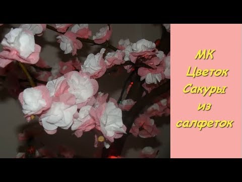 Цветок Сакуры. Украшаем веточки на 9 Мая.  Цветы из салфеток.