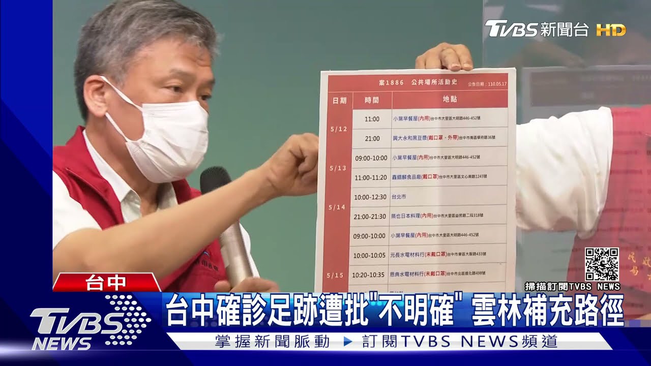 台中確診足跡遭批「不明確」 雲林補充路徑